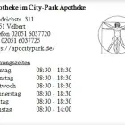 Unternehmen 1 Bild APOTHEKE IM CITY-PARK APOTHEKE Kosmetiksalons am Velbert NW