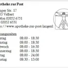 Unternehmen 1 Bild APOTHEKE ZUR POST Gesundheitsdienste am Velbert NW